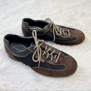 Rockport I. Travel men’s brown suede and navy fabric lace up shoes Sz